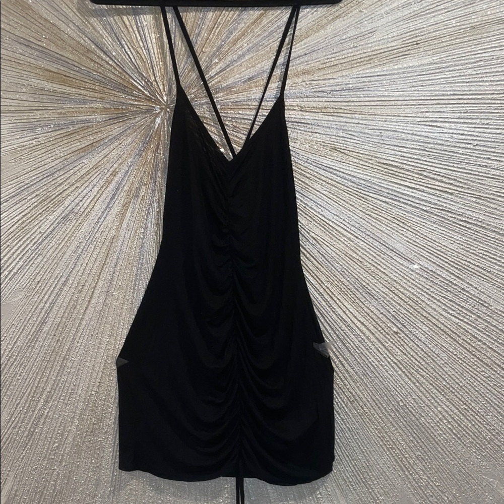 Missguided+ Black Backless Ruched club Dress